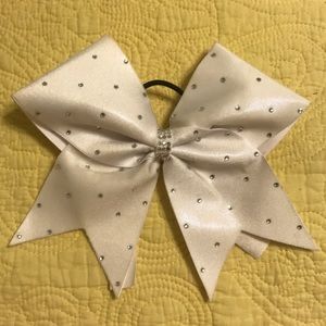 White rhinestone cheer bow